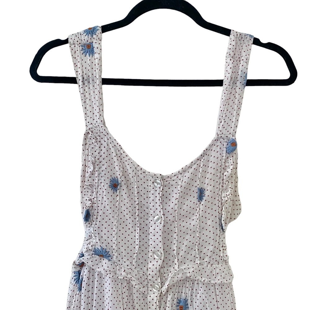 SOLD - Free People Women's Daisy Chain Button Up Midi Dress in White / Ecru - Picture 2 of 13